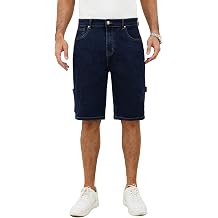 Men's Jean Shorts Relaxed Fit Carpenter Casual Cargo Denim Short with 6 Pockets