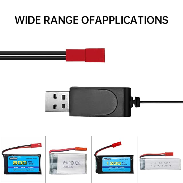 Foto 6 de 7 de AMZZN 2 Cables de Carga USB de 3,7V con Conector JST-2P para Drones RC, planeadores, Quadcopter, Coches RC