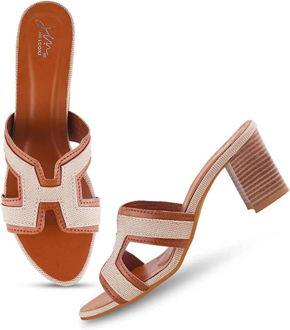 JM LOOKS Women’s Open-Toe Block Heel Sandals Stylish Design with Comfortable Cushioned Sole
