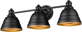 Golden Lighting Rebel 3-Light Vanity Light in Matte Black and Matte Black