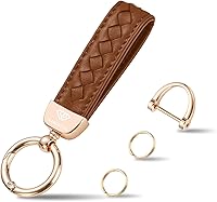 Hamdecro Genuine Sheepskin Leather Keychain for Women - Handmade Soft Key Fob Holder with Anti-Lost D-Ring, Multi-Color