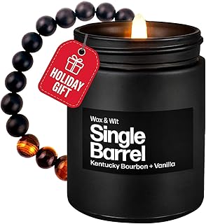 Wax & Wit Tigers Eye Beaded Bracelets for Men, Scented Candles for Men, Jewelry for Him, Birthday Gift, Dad, Husband, Boyfriend, Coworker – Masculine Candle – 9oz, 50 Hour Burn