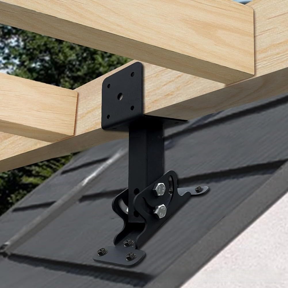 Supporto da tetto regolabile in ferro 12 cm nero (4 pezzi) | Angolo di 180 gradi, design girevole, regolazione flessibile, diverse strutture del tetto, base stabile