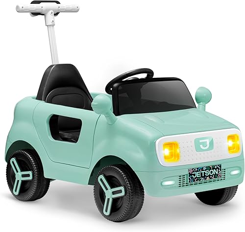 Jetson Mako Kids Electric Motor Assist Push Car, 3 modos Empuje, conducción o control remoto, velocidad máxima de 3 mph, cinturón de seguridad,