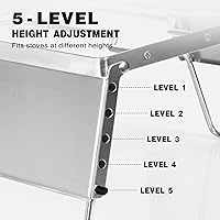 Vista 4 de REDCAMP Parrilla de fogata portátil de 12 pulgadas, acero inoxidable 304, parrilla plegable de fogata con parabrisas patas ajustables en altura