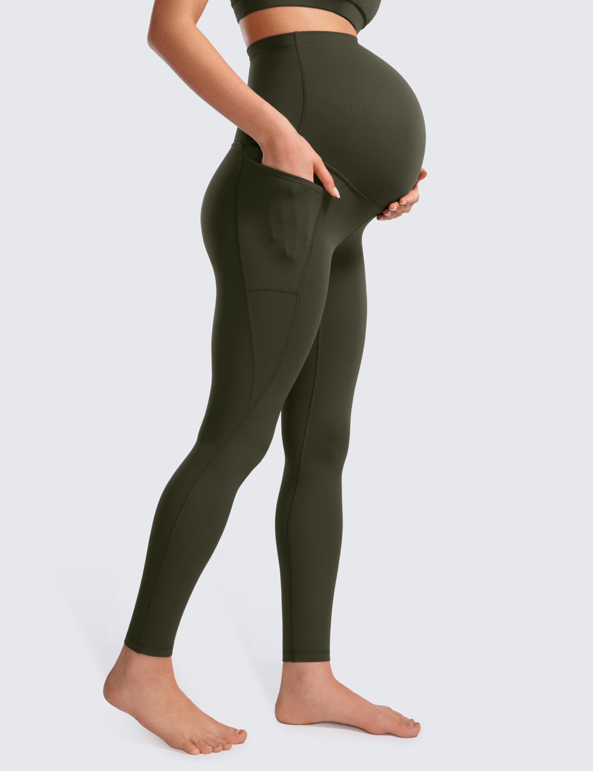 CRZ YOGA Butterluxe Leggings de Maternité avec Poches Yoga Grossesse Pantalonover - 71 cm
