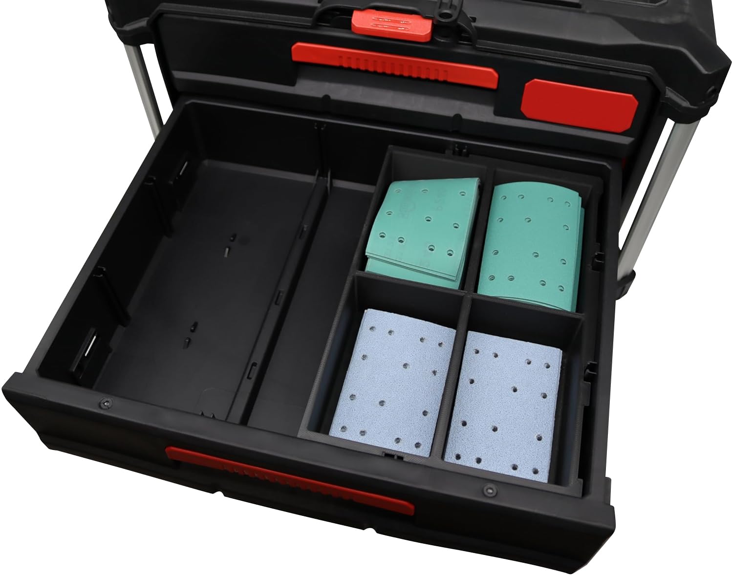 Compatible with MILWAUKEE Packout - 3D Printed PLA+ Insert for Sandpaper 133×80 mm rectangle | Organiser for 2 & 3 Drawer Packout - Ready Delivered & Perfect Fit (Sandpaper rectangle) — image 1