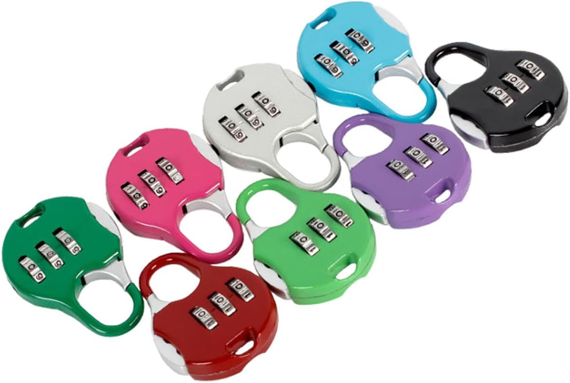 ZPLIUST 3 Digit Combinations Padlock The Safe Cipher Lock Resettable Code Lock, Color Locks (8 Pack)