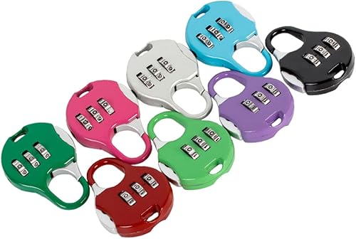 Miniatura 5 de Candado de combinación de 3 dígitos, cerradura de cifrado seguro, bloqueo de código reiniciable, cerraduras de color (paquete de 8)
