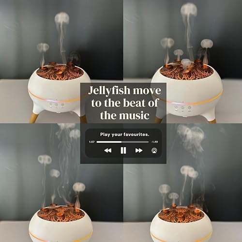 Miniatura 3 de Difusor de aceite esencial de medusas bailarinas con 7 luces LED, 2 modos de niebla, control remoto y temporizador de apagado automático para