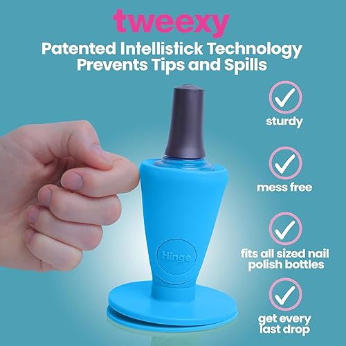 Miniatura 3 de tweexy Hinge Untippable Soporte para botella de esmalte de uñas  Soporte para esmalte de uñas antiderrames, inclinado, succión IntelliStick Airlock