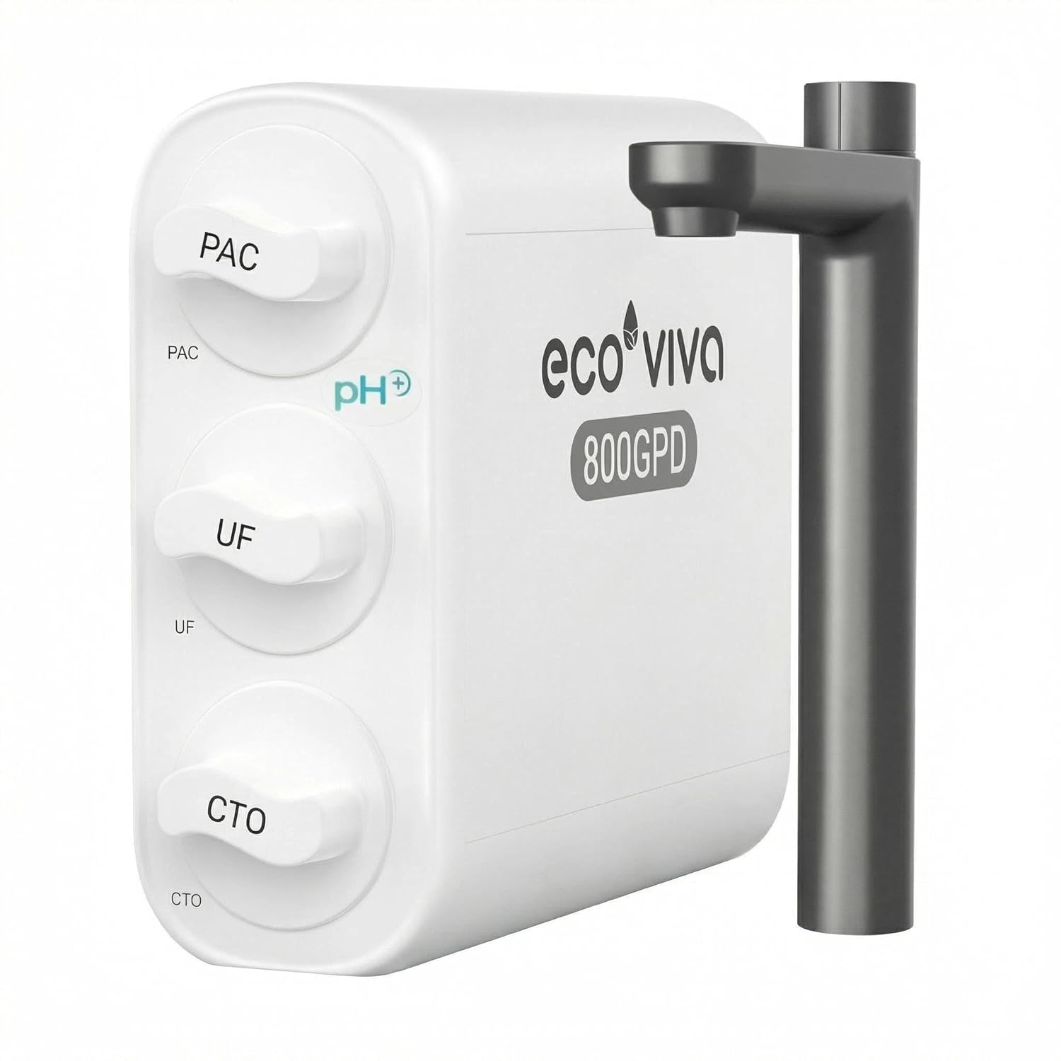 Ecoviva UF800G 0.01μm Ultra-Filtration Under Sink Water Filter Meet NSF 42 / 372 Standards Tankless Ultra Compact Design, No Electricity & Wastewater, Preserve Beneficial Minerals No TDS Reduction