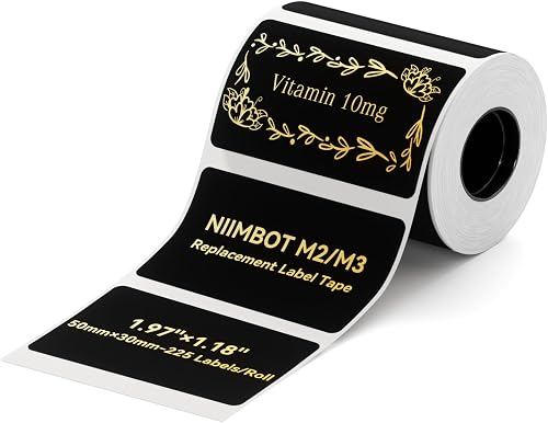 NIIMBOT M2/M3 Thermal Transfer Labels 1.97''×1.18'', Black - (size: 50mmx30mm)