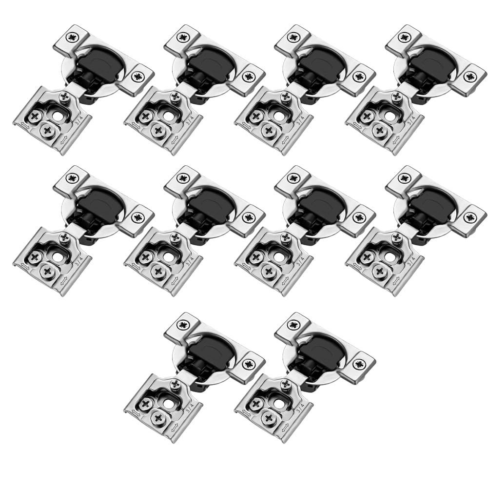 UDSKNV[KSL for Kitchen Cabinet Soft Close Hinges 10 Pack, 3/4 Inch Overlay Stainless Steel Concealed Design