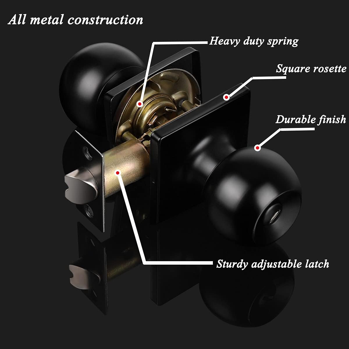 Tесh Dеаlѕ 🔥 Gobrico Square Privacy Doorknobs Matte Black Finished/Round Ball Interior Door Knobs with Lock for Bathroom Bedroom/No-Locking Storeroom Door Handles,Pack of 3