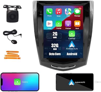 Tesla Style Car CarPlay Android Auto Navigation Stereo GPS Radio Reverse Camera 9.7" IPS Touchscreen Headunit Tablet Media Player For Cadillac ATS XTS 2013-2018, if Applicable Octa Core 2G+32G