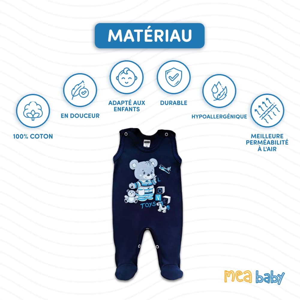 MEA BABY grenouillère bébé unisexe 100% coton, lot de 5, avec imprimé, pour filles et garçons (Parent)