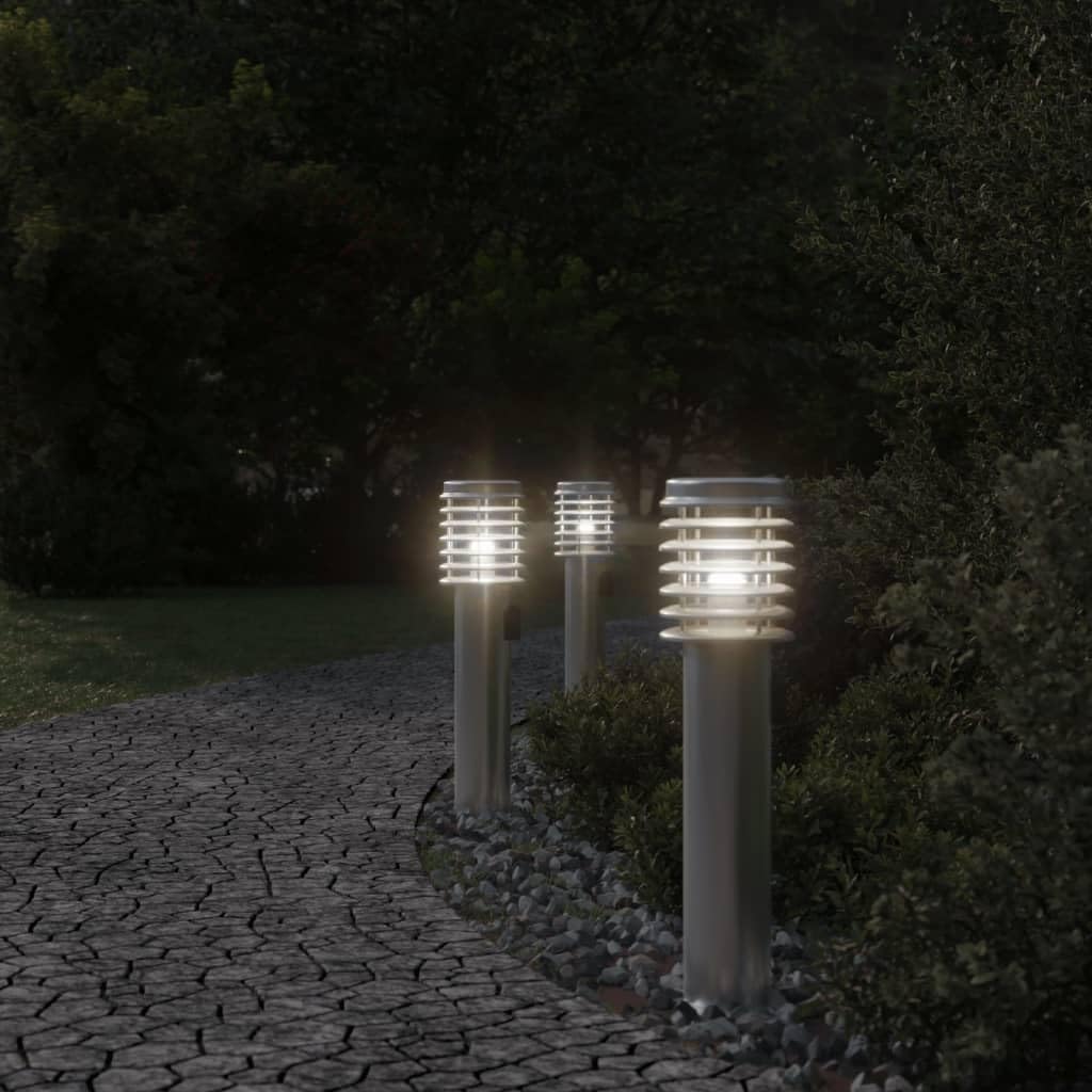 Lampada da Terra per Esterni con Presa Argento 60 cm in Acciaio,Lampade da Terra,Lampada da Terra Moderna,Lampade da Terra per Soggiorno-4006373