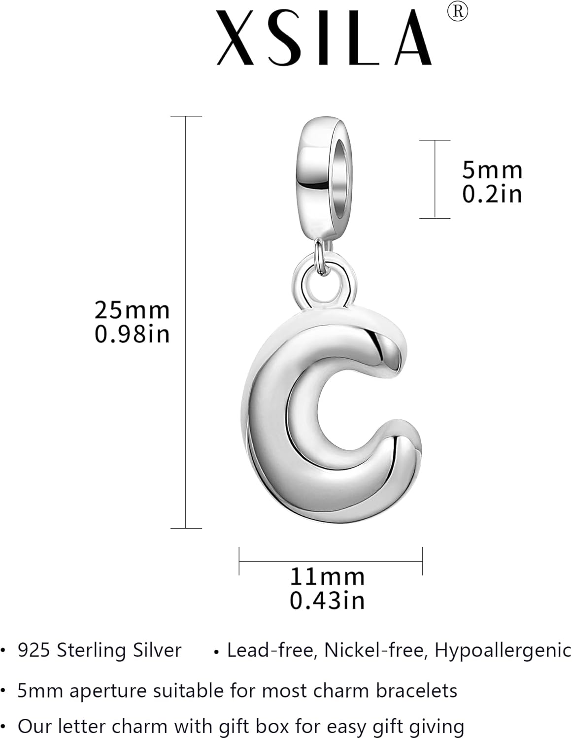 925 Sterling Silver Letter Charms for Bracelet Alphabet Bubble Initial Dangle Charms Beads Jewelry Gifts for Women - Image 3