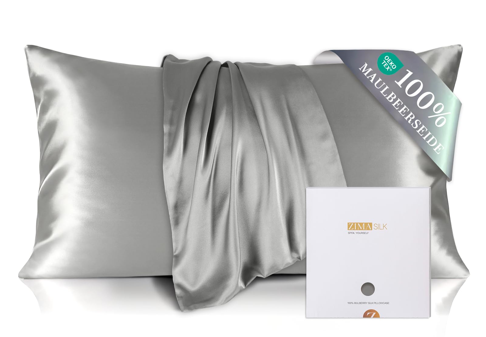 Zimasilk Dark Grey 100% Mulberry Silk Pillowcase For Hair And Skin,Both Sides 19 Momme Silk, 1Pc (40X80 Cm, )