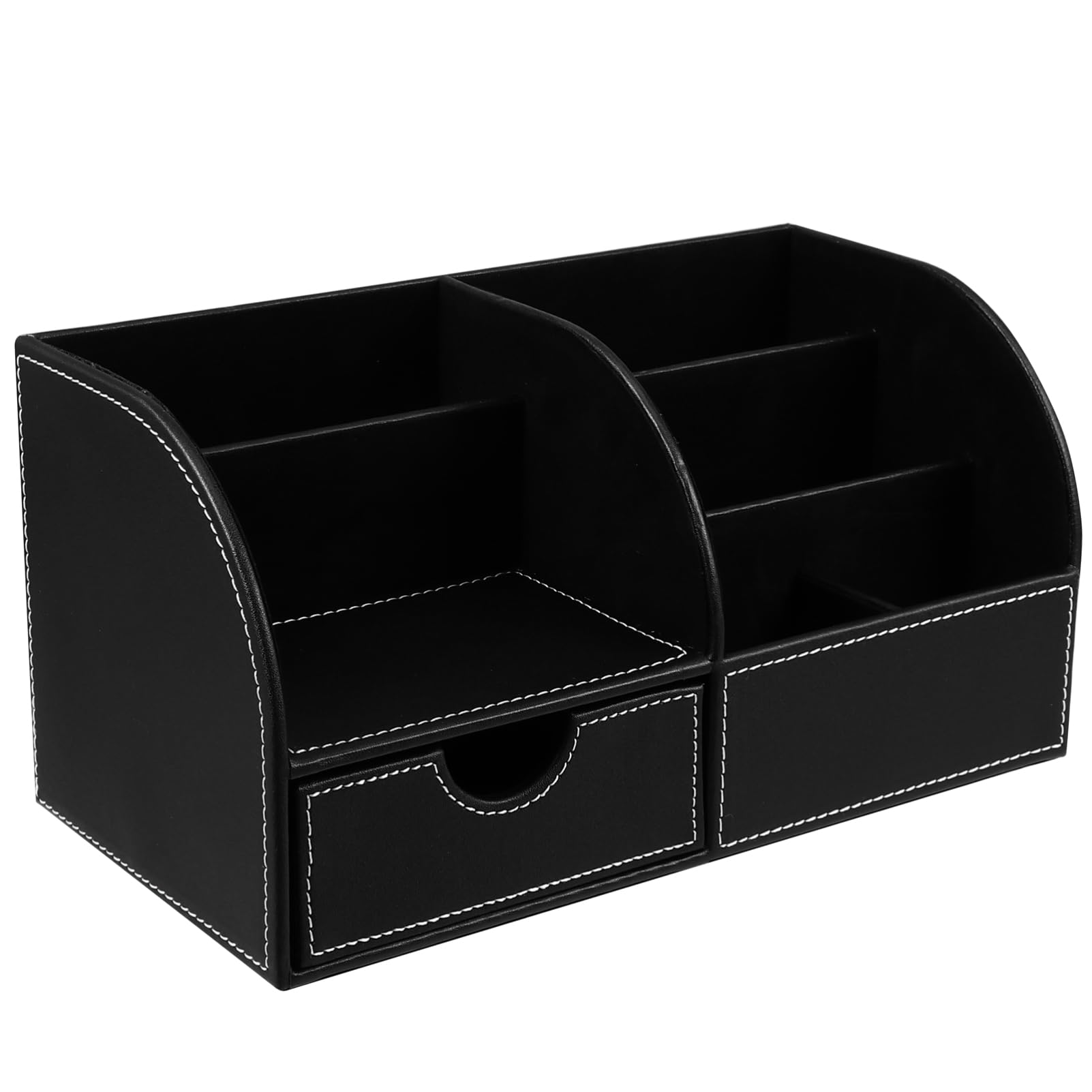Housoutil Stiftehalter aus Pu Leder Schwarz Quadratisch für Schreibtisch