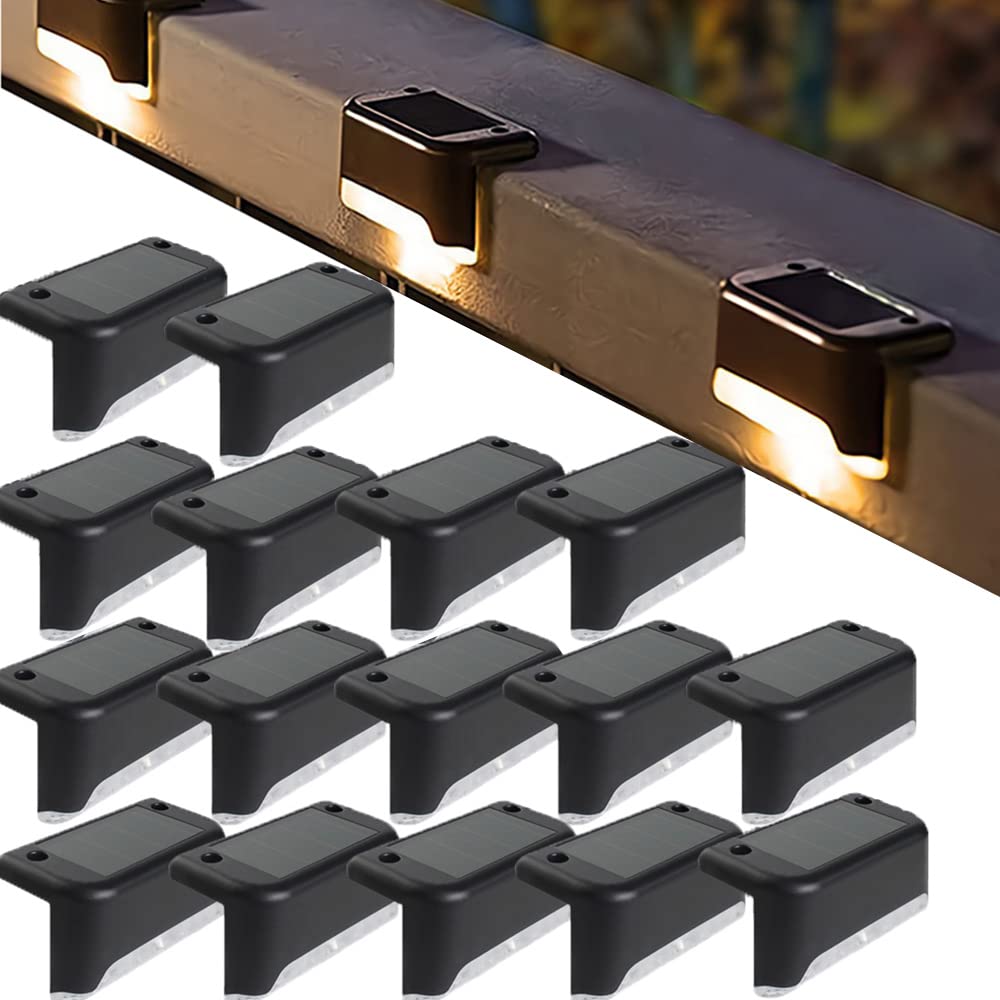 Dasing 16Pcs Solar Deck Lights, LED Solar Path Stair Light Outdoor Wall Lamp Garden Yard Fence 8 cm Wall Landscape Lamp Driveway Fence Lights