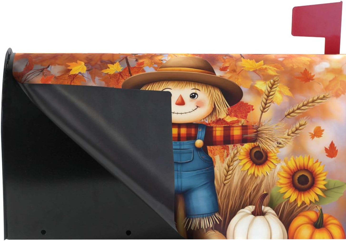 Aslsiy Mailbox Covers Scarecrow Owl Pumpkins Magnetic Mailbox Cover Autumn Maple Standard Size Post Box Cover Wraps Letter Box Decorative for Outside Garden Yard Home-18x20.7in