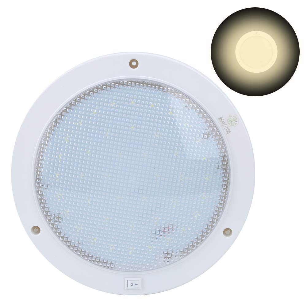 Akozon Deckenleuchte, 42 LEDs, 12 V, 9 W, 840 lm, rund, hohe Helligkeit, für Auto, Boot, Haus (warmweiß)