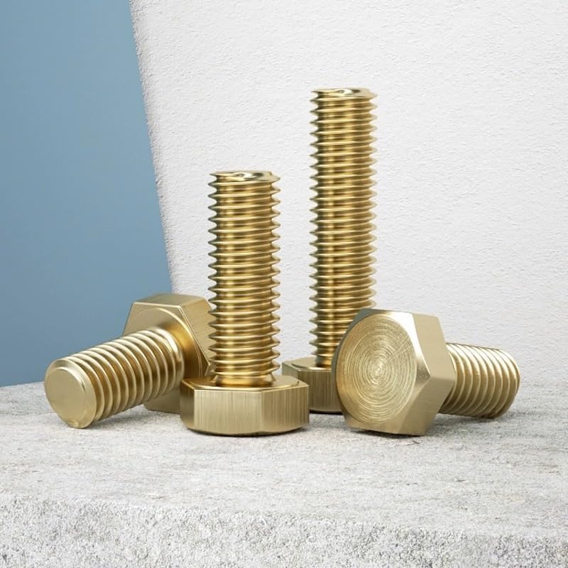 Image of M4*10mm Brass Hexagon Screw Bolts - 10 PCS External Hex Head Tap Bolts Hexagon Screws with External Hexagon Thread