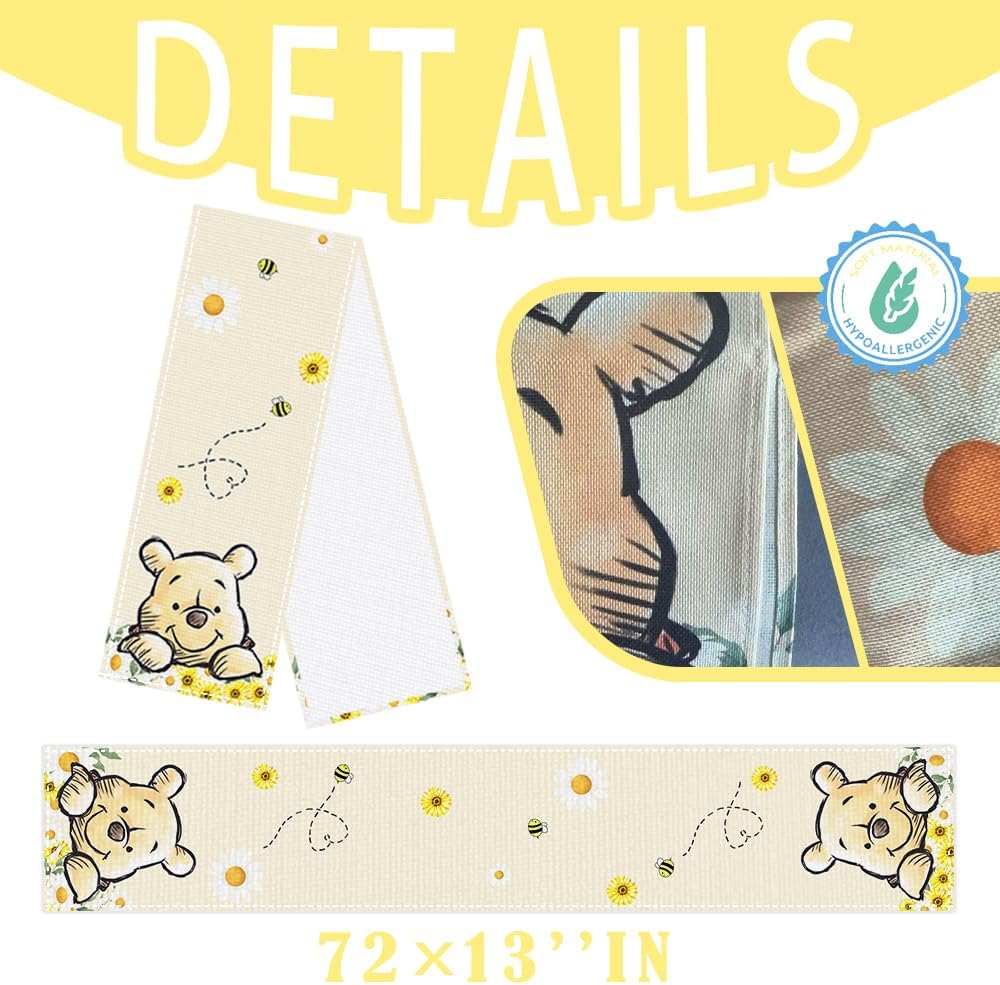 Shower Decorations Table Runner, Pooh Party Centerpiece Decorations, Winnie Theme Birthday Decor,1st Birthday Party Supplies for Boys & Girls, Sunflower Design image 2