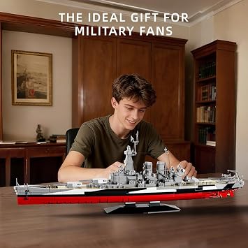 North Carolina Class Battleship Model Building Blocks Set 2662 Clamping Blocks WWII Battleship Model Kit 1:300 MOC Large Military Warship Construction Toy Compatible with Large Brands