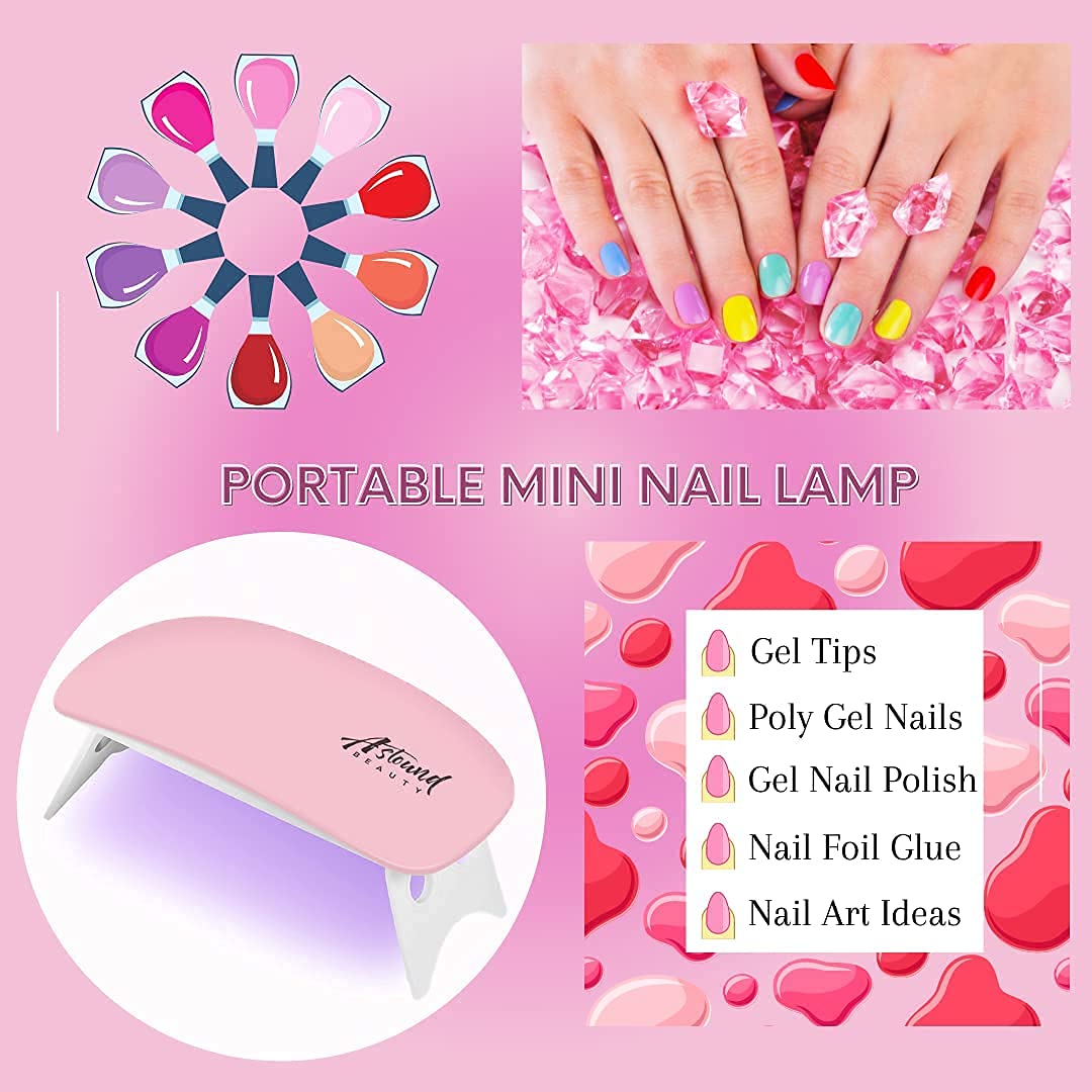 Buy Gel X Nail Kit 2 in 1 Nail Glue and Base Coat with Clear and Apricot Color, 500Pcs Coffin
