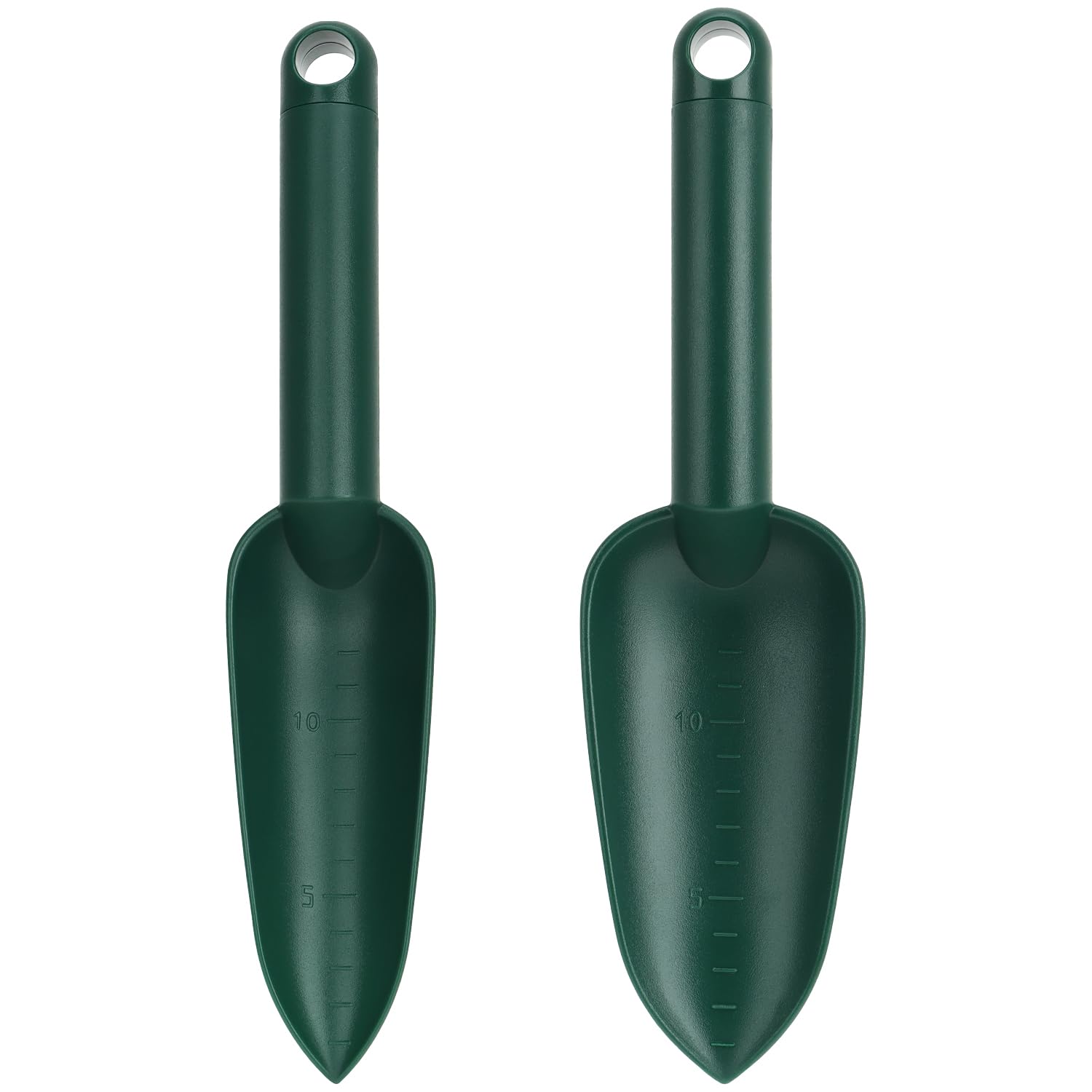 COM-FOUR® set di attrezzi da giardino da 4 pezzi in plastica robusta: cazzuola larga, cazzuola stretta, rastrello a mano e coltivatore per piante e giardinaggio (Set 1-4 pezzi)