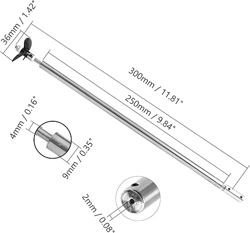 Miniatura 2 de Jutagoss 1 eje de accionamiento para hélice de eje de motor de 0.079in y junta universal para barco RC, longitud del eje de 11.811in, longitud de la