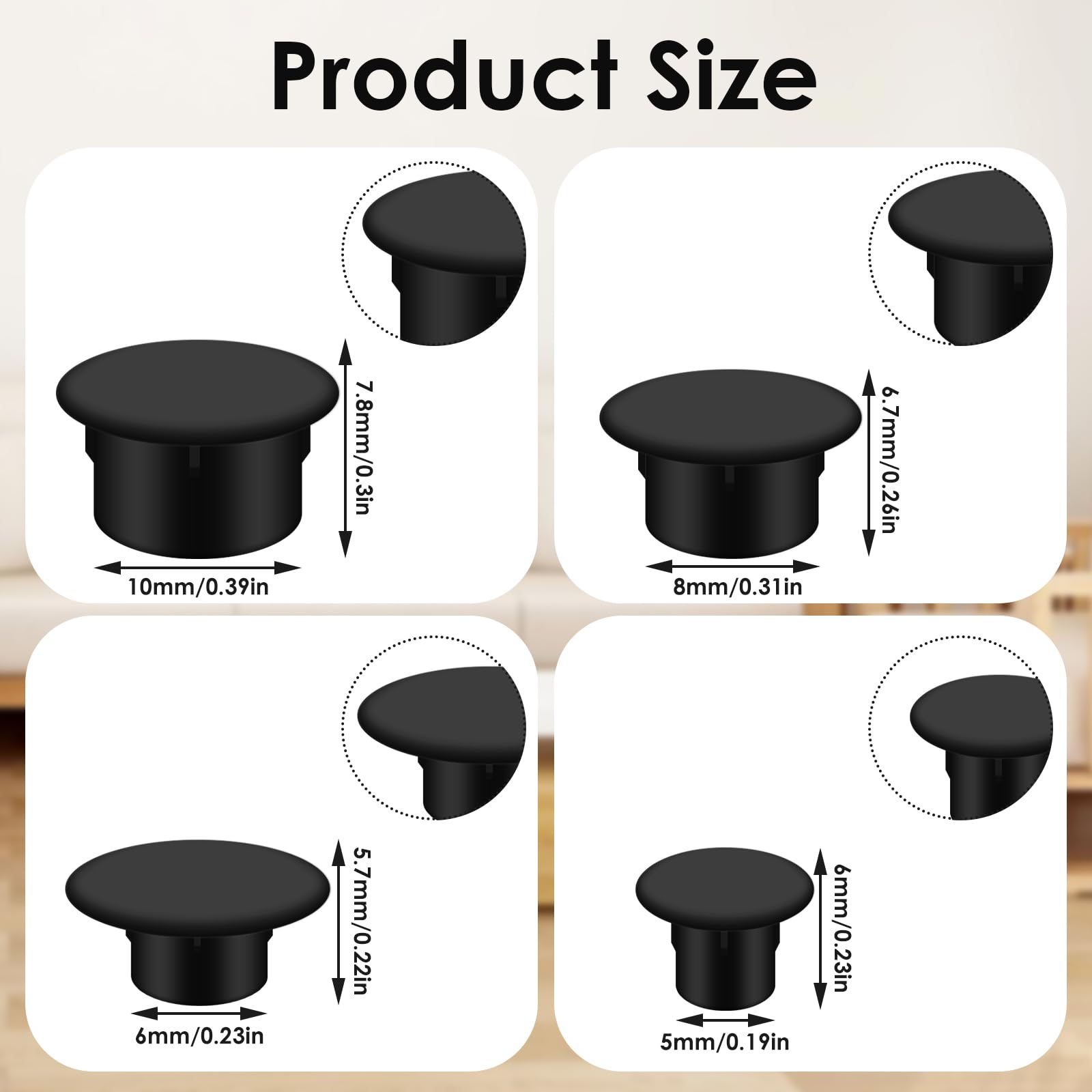 JTAREA Zwarte nylon kunststof gatstop 13 maten 6 mm 8 mm 10 mm 13 mm 16 mm 19 mm 22 mm 25 mm 28 mm 30 mm 32 mm 35 mm 38