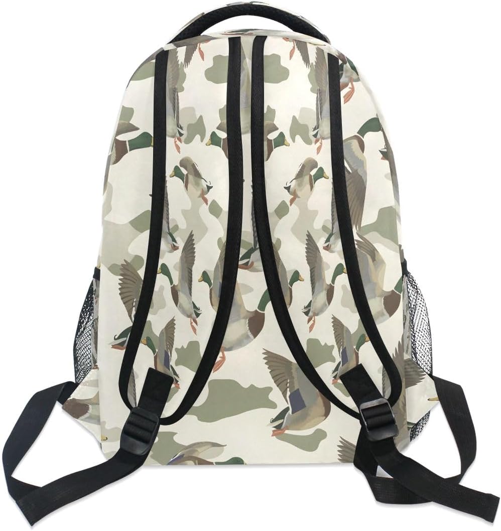 senya Wild Duck on Camouflage Backpack School Bag Travel Daypack for Boys Girls