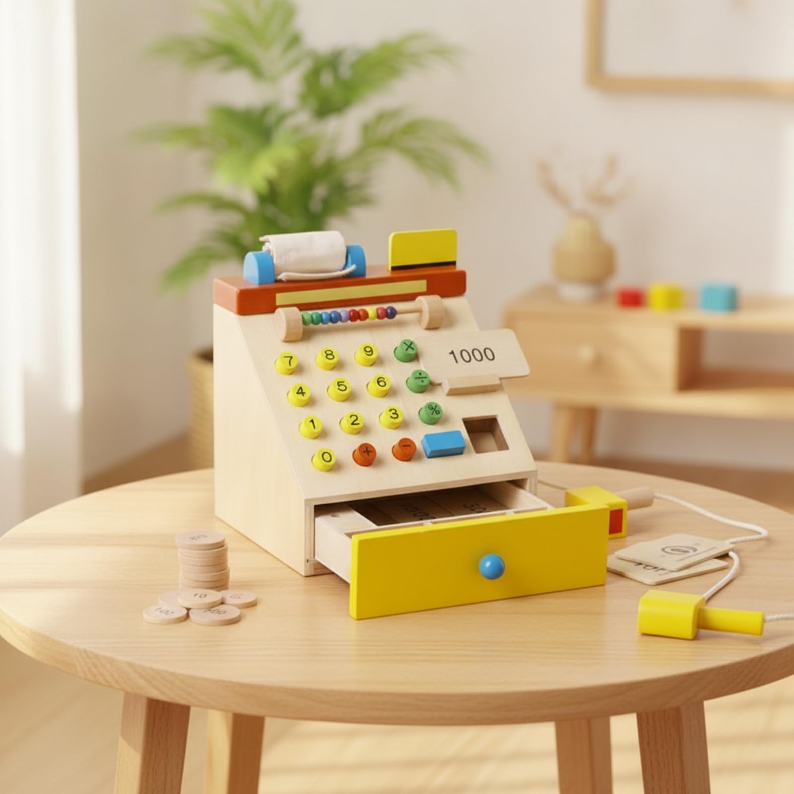 Registratore di Cassa Giocattolo Cassa Giocattolo con Scomparti Educativo per Bambini