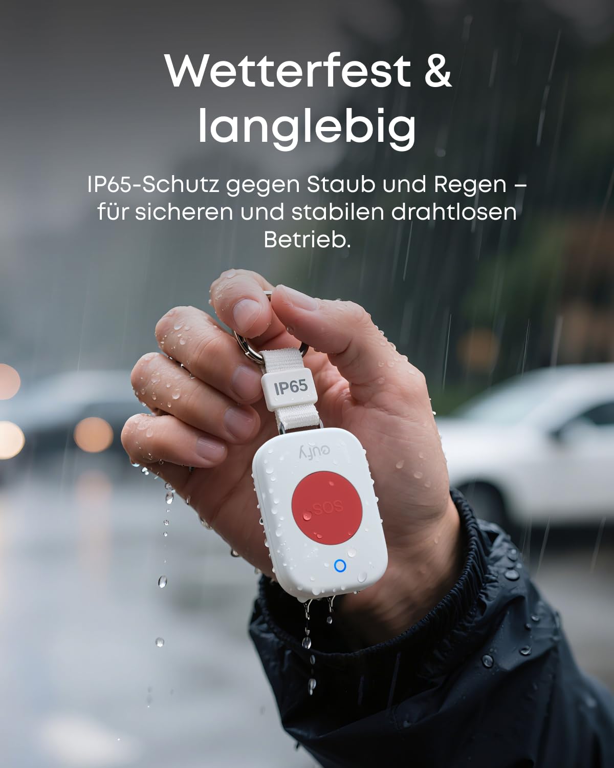 eufy Notfallknopf E10, wetterfest für alle Einsatzbereiche, langlebige Batterie, vielseitige Trage- und Befestigungsmöglichkeiten, erfordert eine EU-Version von HomeBase 2, 3, Mini oder Pro