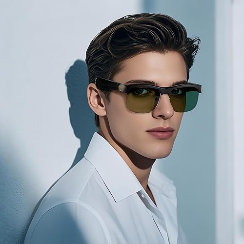 Miniatura 4 de Lentes inteligentes, lentes de sol Bluetooth de luz azul para mujeres y hombres, lentes fotocrómicas, micrófono abierto y altavoces, Té verde