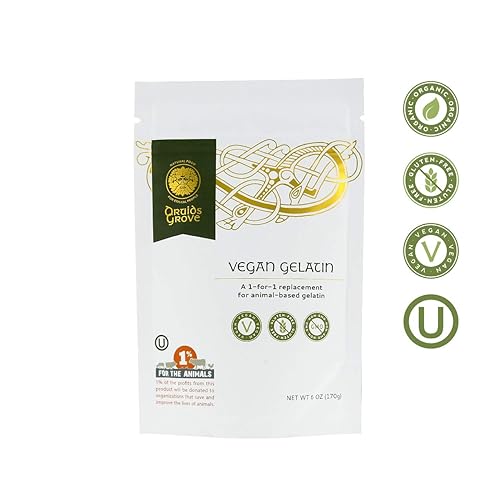 Druids Grove Gelatina vegana vegana Sin OMG Sin gluten OU Kosher Certificado 6 oz.