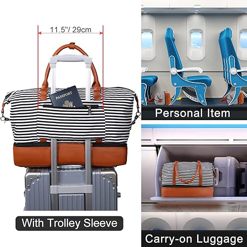 Vista 3 de Bodaon Bolsa de fin de semana con tiras de compartimento para zapatos