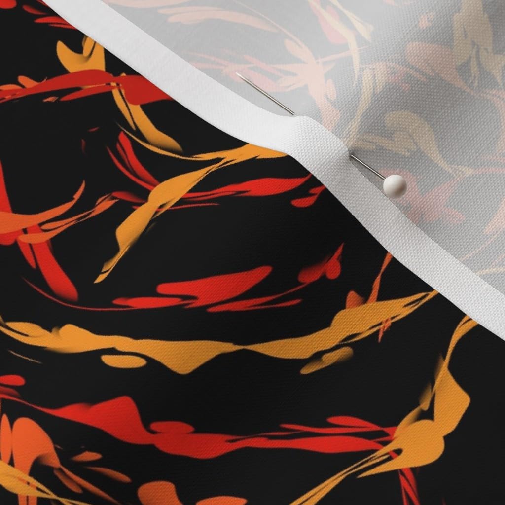 Spoonflower Fabric - Wildfire Black Yellow Red Orange Abstract Fire Printed on Petal Signature Cotton Fabric by The Yard - Sewing Quilting Apparel Crafts Decor