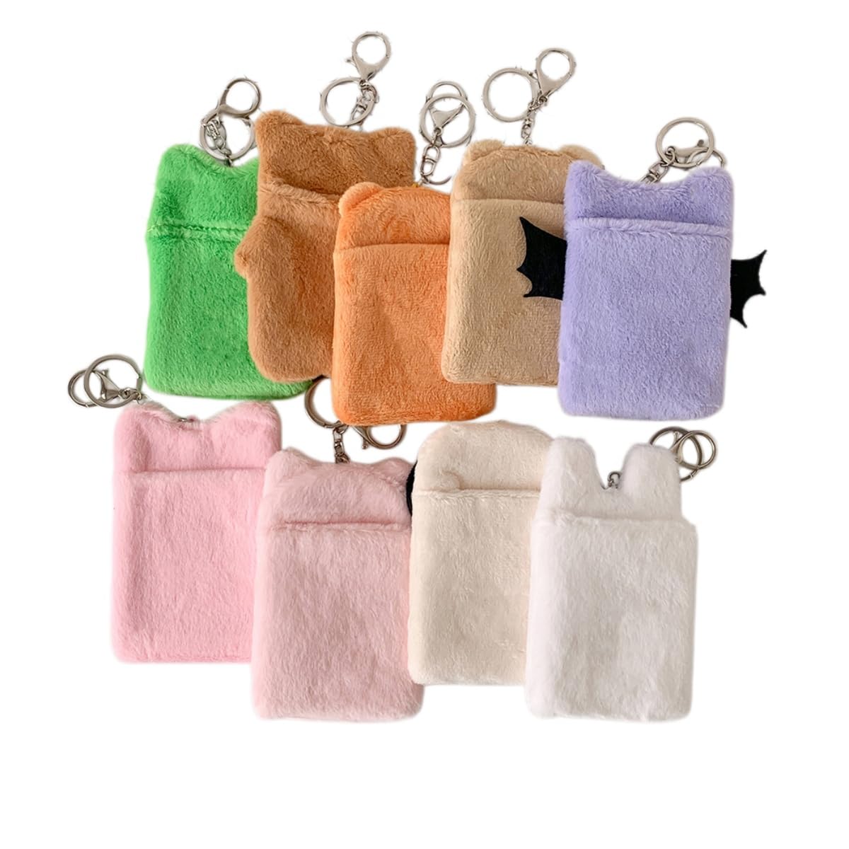 Porte-Photo en Peluche Lapin Mignon, Porte-Carte d'Identité avec Porte-Clés, Étui de Protection pour Photocards, Carte Bancaire, Décoration pour Sac à Dos, Cadeau pour Filles et Fans (A09)