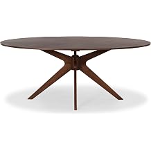 SAFAVIEH Couture Collection - Hawkins Walnut Oval Dining Table, Modern Starburst Base Design SFV7241A