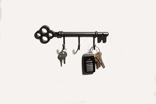 Miniatura 5 de FantasHome Classic Key Design - Perchero de pared con 3 ganchos, color negro