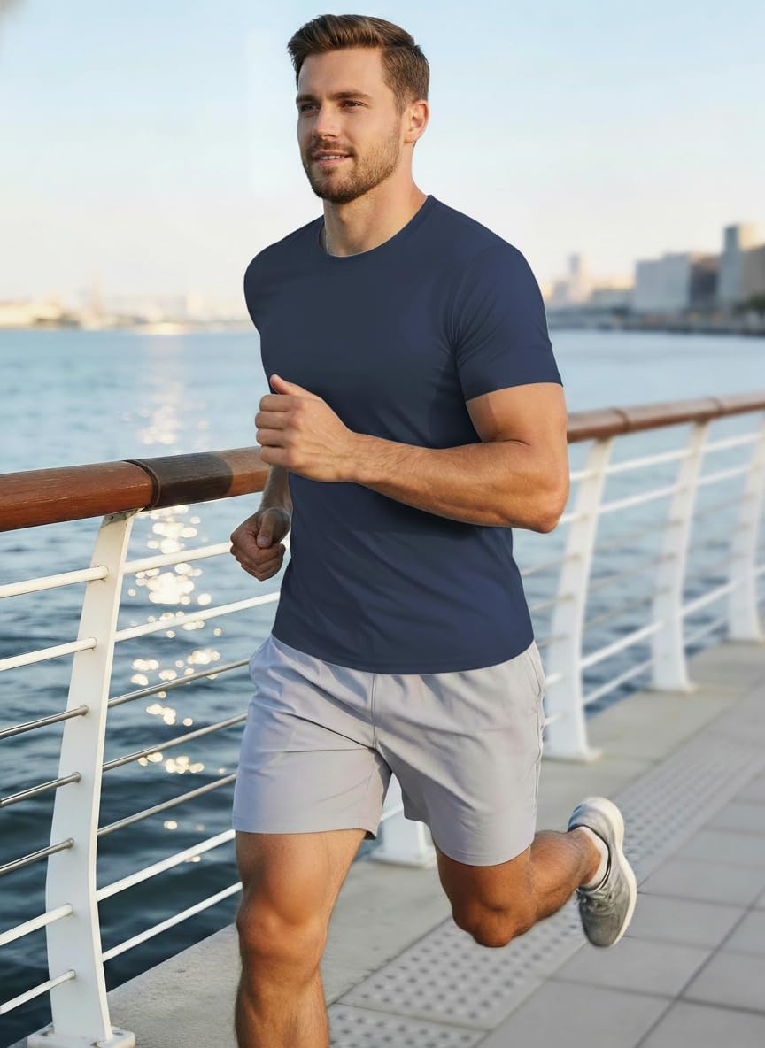 TACVASEN Men's UPF 50+ Sun Protection Shirts Quick Dry Short Sleeves Rash Guard Swim Shirts - Image 2
