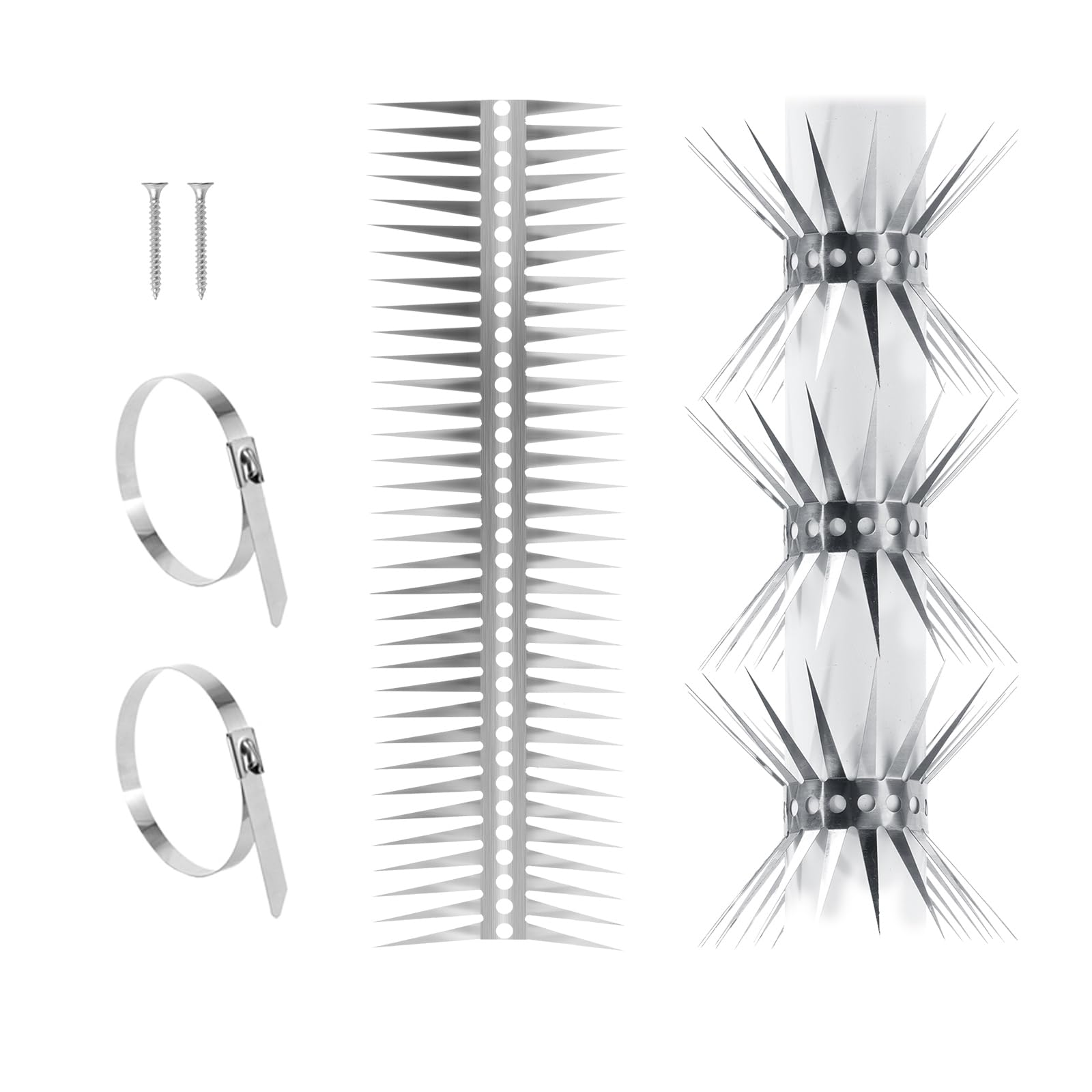 Bird Spikes, Stainless Steel Bird Repellent Spikes for Squirrel, Pigeon, Snakes, Cats, Deterrent Spikes Defender for Reptiles（20Inch）-picture-16