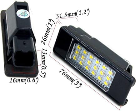 2pcs White 18 LED Error Free Car Rear License Number Plate Light for Peugeot 106 1007 207 307 308 3008 406 407 508 806 CITROEN C2 C3 C4 C5 C6 DS3