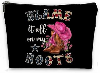Blame It All on My Boots Country Music Makeup Bag,Retro Western Cowgirl Boots Hat Cosmetic Pouch,Christmas Birthday Gifts for Teen Girls Best Friends,Country Music Lover Gifts