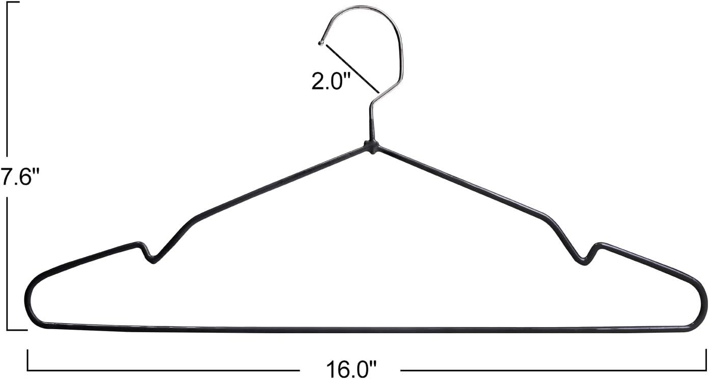 Non-Slip Hanger Metal Hangers Wire Shirt Hangers Chrome and Black Friction, 40 Pack Space Saving Clothes Hanger with Rubber Coating 16.5 Inches